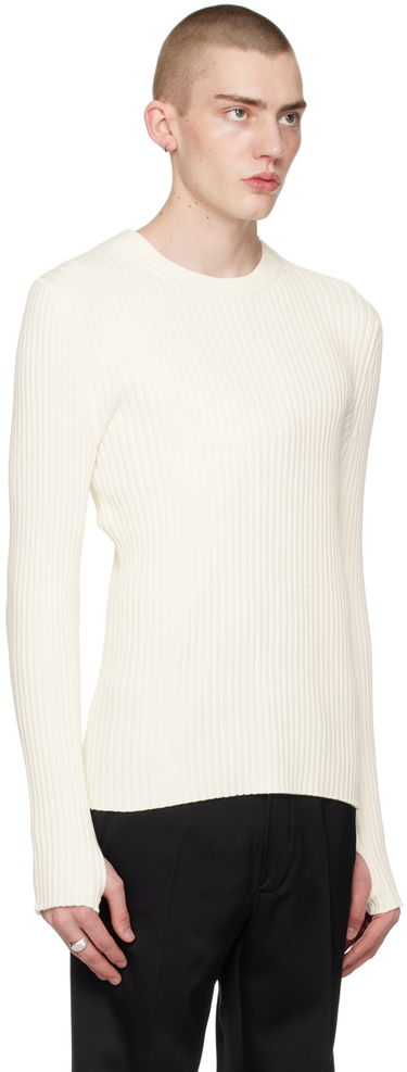 Sveter Helmut Lang Helmut Lang Cutout Ribbed Knit Sweater Biela | O01HM701, 1