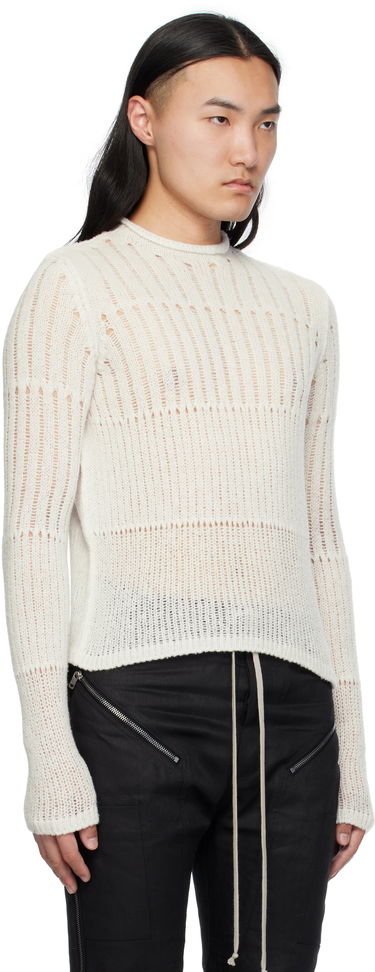 Sveter Rick Owens Rick Owens Hollywood Grid Knit Cropped Sweater Biela | RU01E5680 KGRID, 1