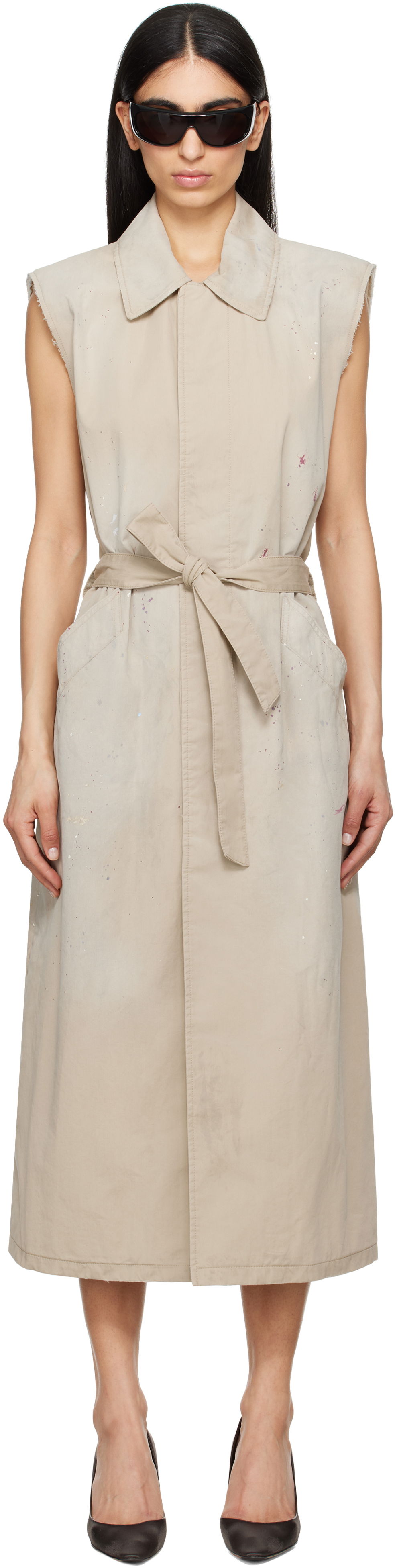 Šaty Maison Margiela MM6 Maison Margiela Sleeveless Trench Coat Béžová | S62FB0082 S78537, 0