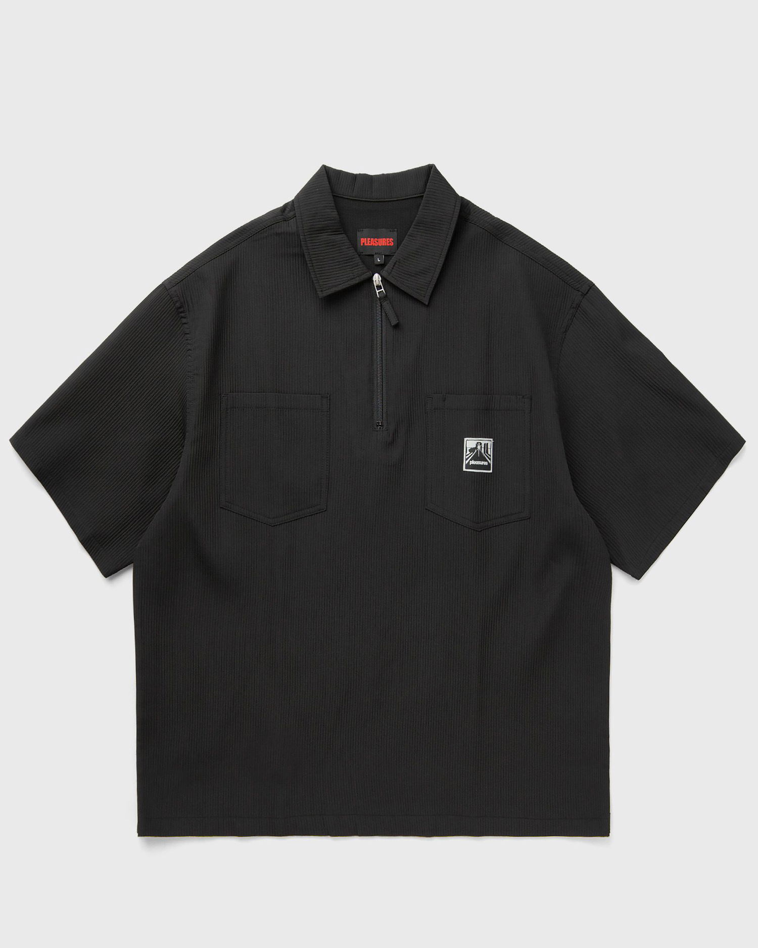 Polo tričko Pleasures Pleasures Electron Zip Pique Polo Shirt Čierna | P25SP023-BLACK, 0