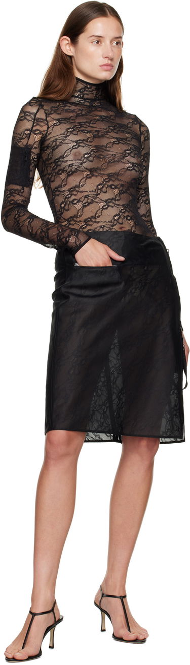 Sukňa Courrèges Courrèges Zipped Lace Midi Skirt Čierna | 325CJU306PA0135, 3