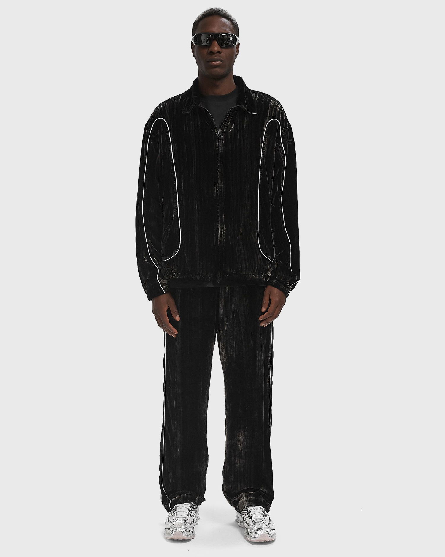 Nohavice Diesel Velvet Straight-Leg Lounge Pants Čierna | A18469-0AJFR-9XXA, 1