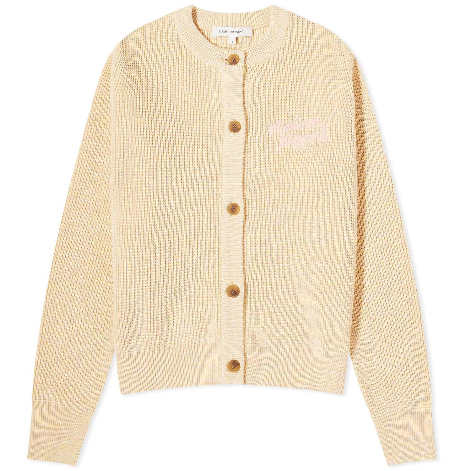 Sveter MAISON KITSUNÉ Maison Kitsuné Handwriting Comfort Cardigan Béžová | MW00504KT1108-H712, 0