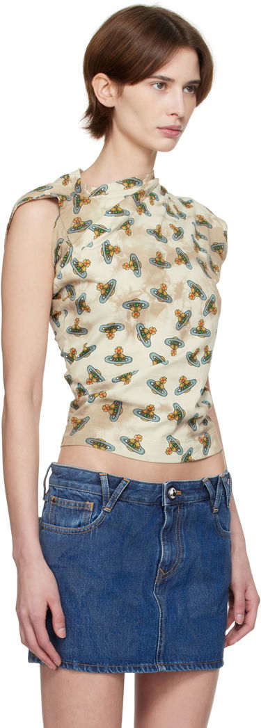 Crop Top Vivienne Westwood Vivienne Westwood Hebo Orb Print T-Shirt Béžová | 1504000A-J008V-, 1