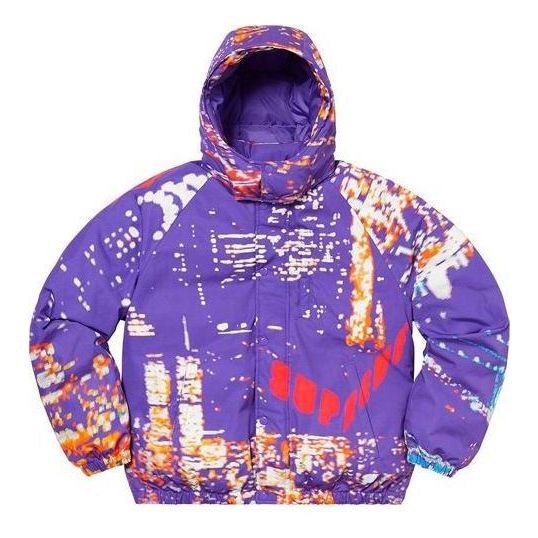 Prešívaná bunda Supreme City Lights Print Puffy Jacket Fialová | SUP-SS20-356, 0
