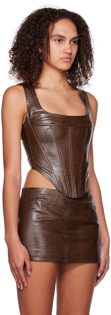 Sukňa Miaou Miaou Campbell Faux Leather Corset Tank Top Hnedá | 7020PYPCPY, 1
