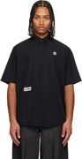'AAPENOW' Moonface Logo Short Sleeve Button-Up Shirt