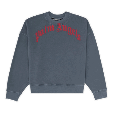 Sveter Palm Angels Vintage Wash Curved Logo Crewneck Šedá | PMBA026R21FLE0064625, 0