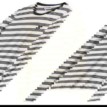 Tričko GANNI GANNI Striped Long Sleeve T-Shirt Béžová | T4145-683, 1