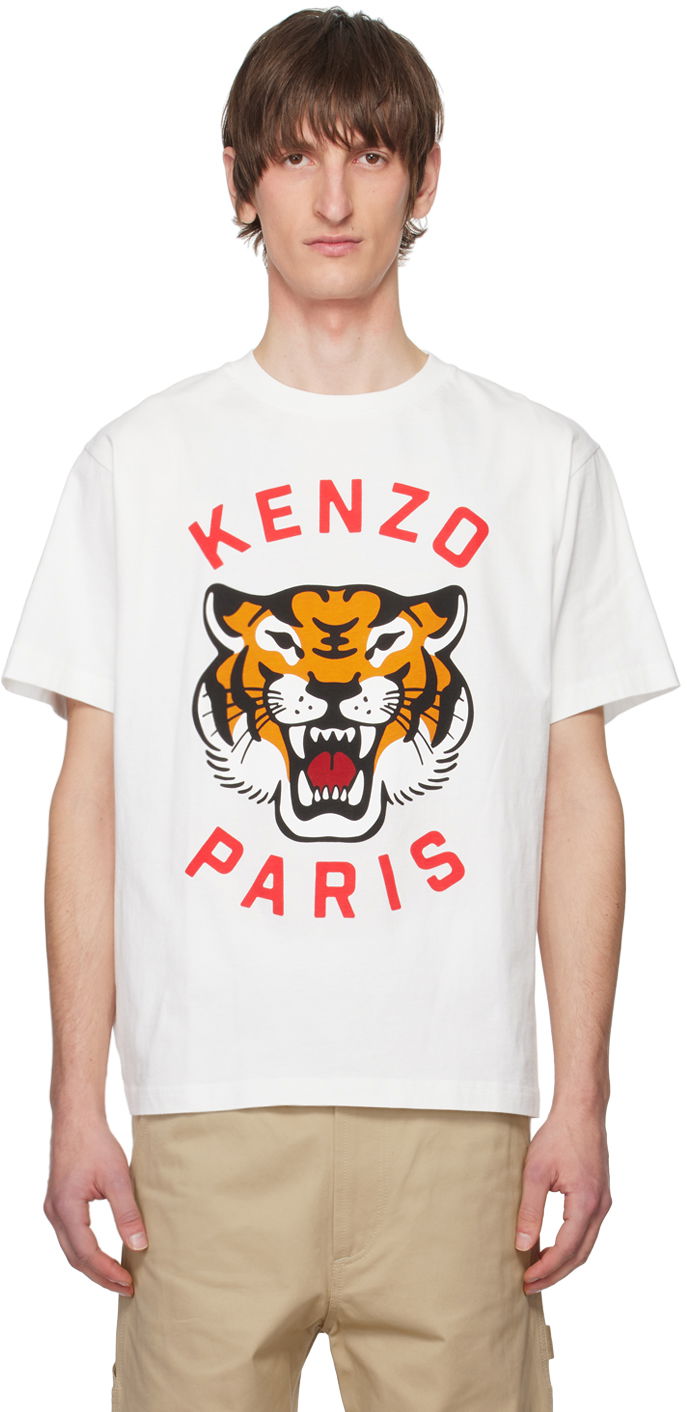 Tričko KENZO Paris Lucky Tiger T-Shirt Biela | FE58TS0064SG, 0