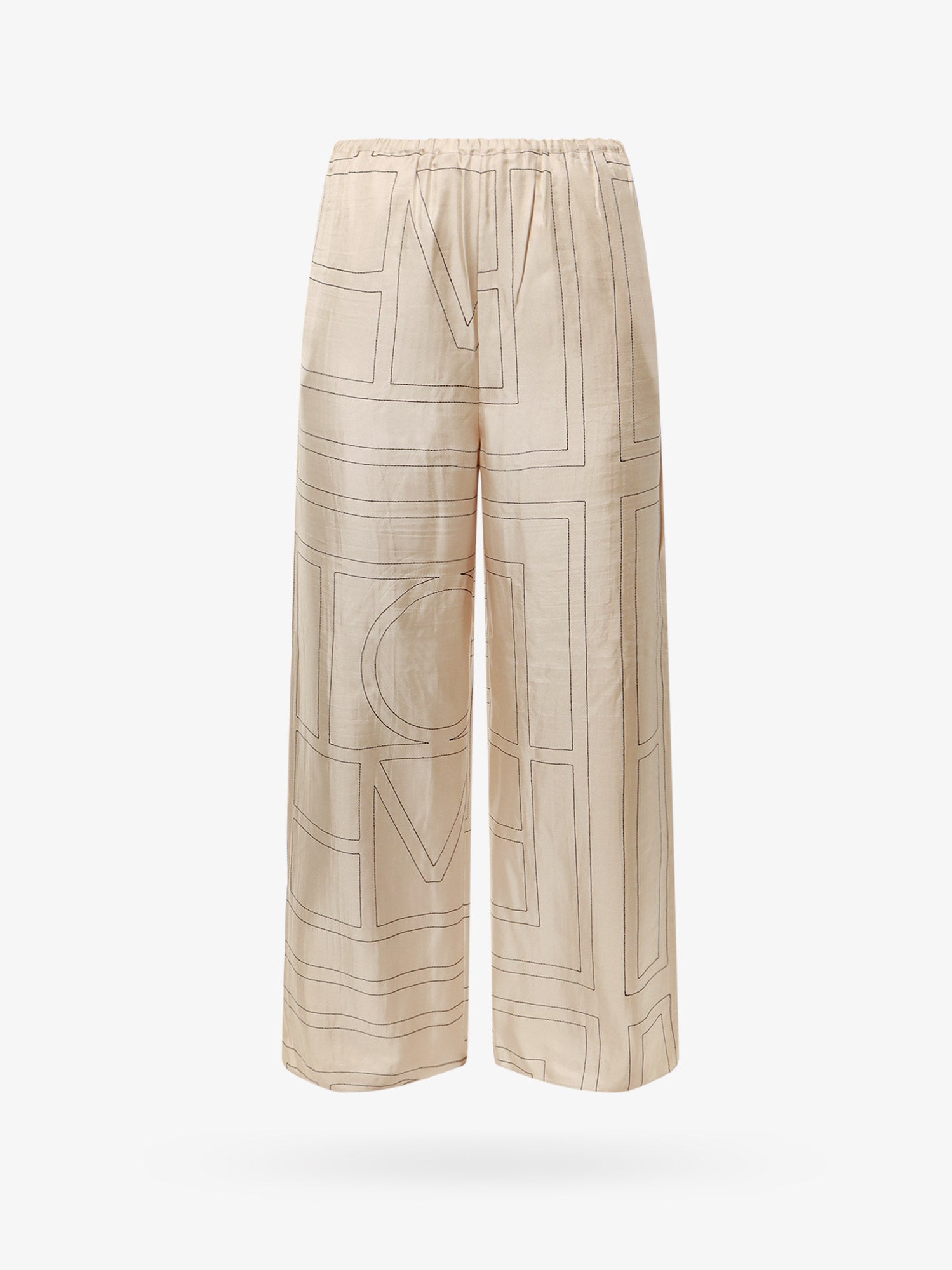 Nohavice TOTEME Geometric-Print Silk Wide-Leg Trousers by Toteme Béžová | 213255707926, 0