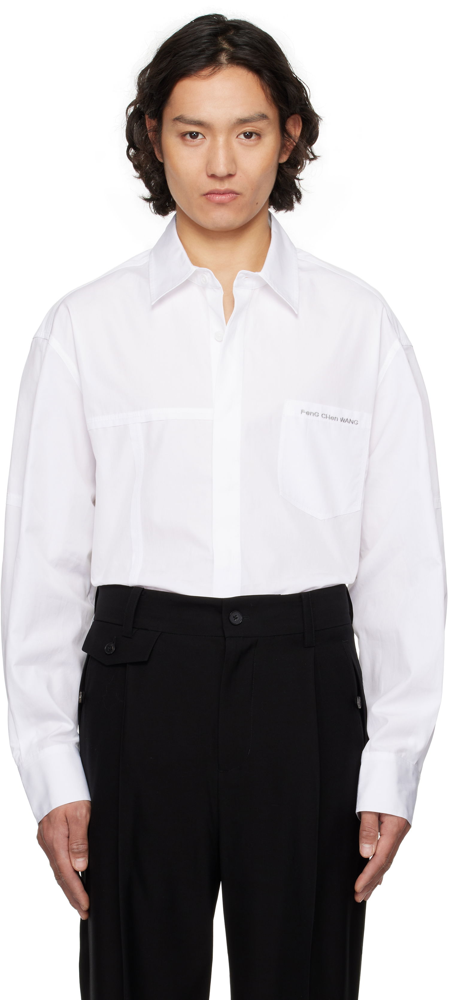 Košeľa Feng Chen Wang Feng Chen Wang Paneled Shirt Biela | FUS19SR21, 0