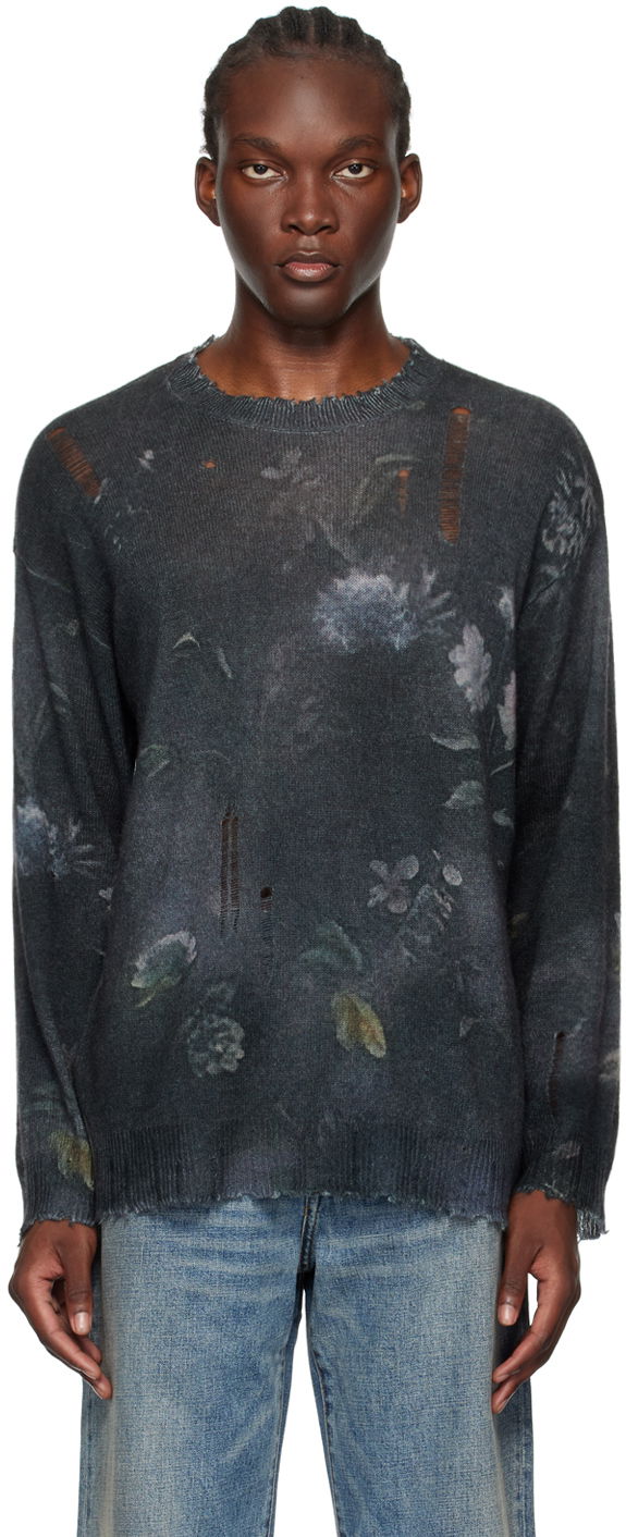 Sveter R13 R13 Distressed Floral Boyfriend Sweater Šedá | R13MY199-Y157A, 0