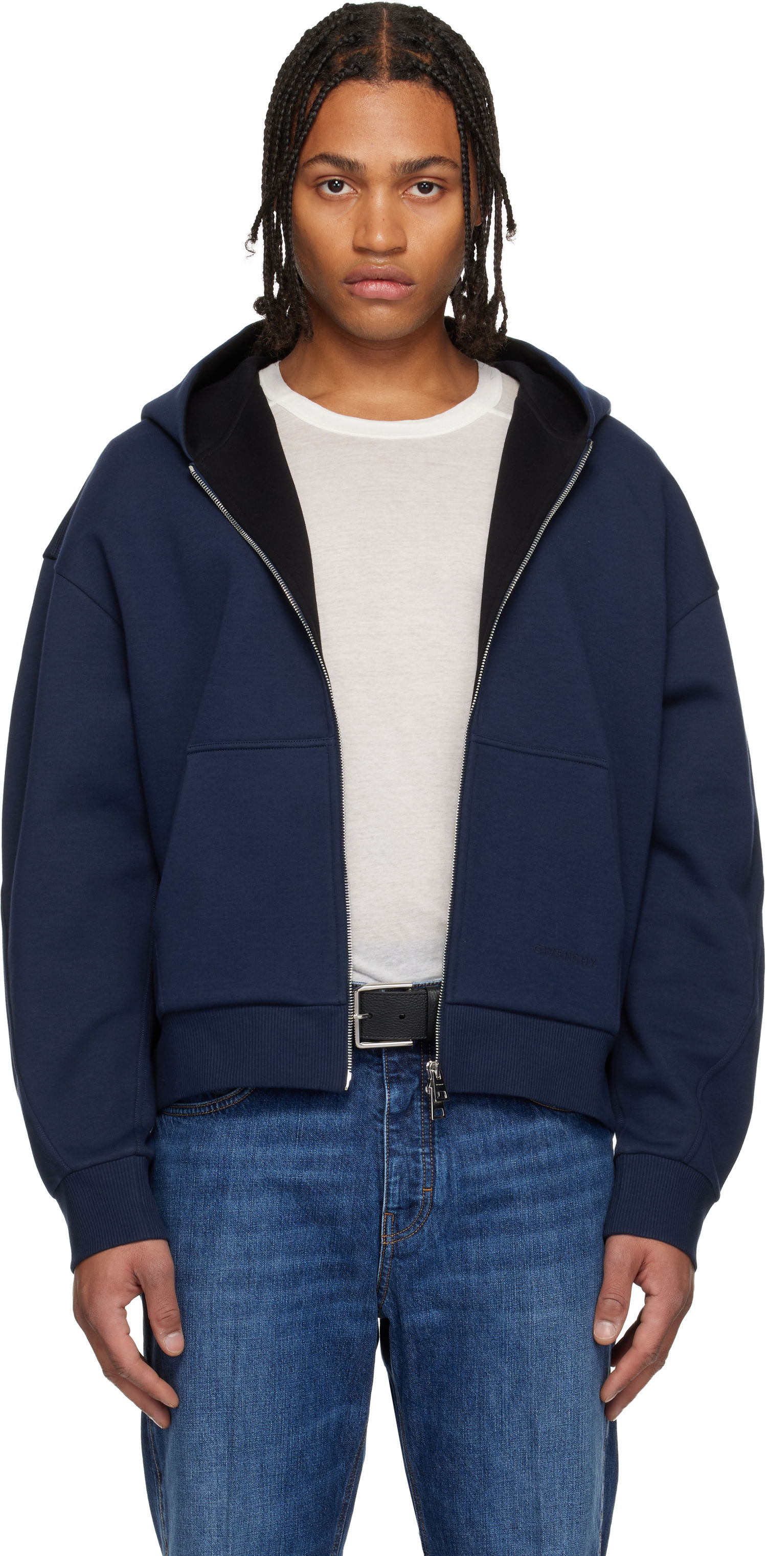 Mikina Givenchy Zipped Scuba Hoodie Navy | BMJ0P5319T410, 0