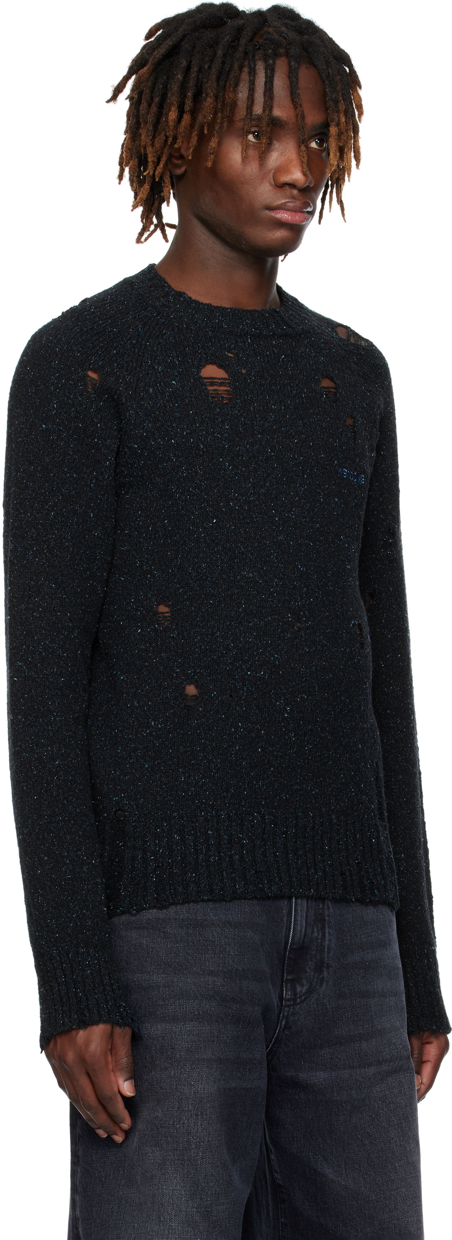 Sveter We11done We11done Distressed Knit Sweater Čierna | WD-KT0-25-623-U-NV, 1