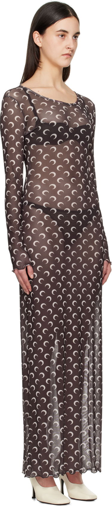 Šaty Marine Serre Marine Serre Moon Printed Mesh Maxi Dress Hnedá | WDR297B CJER0054, 1
