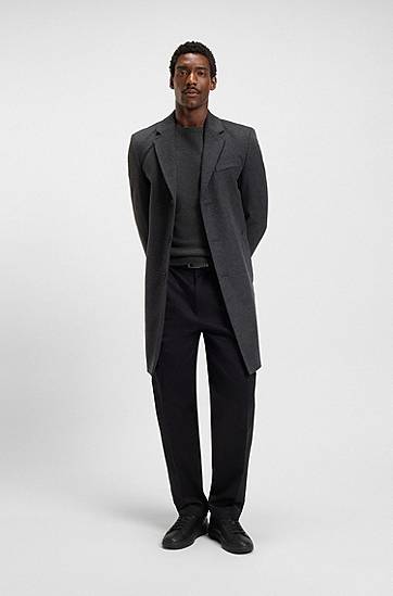 Sveter BOSS Regular-fit sweater in cotton and virgin wool Šedá | 50549977, 1