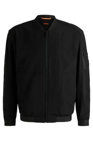 Bomber bunda BOSS Four-Way Stretch Crinkle Fabric Bomber Jacket Čierna | 50537058, 0