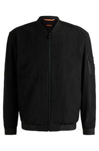 Four-Way Stretch Crinkle Fabric Bomber Jacket