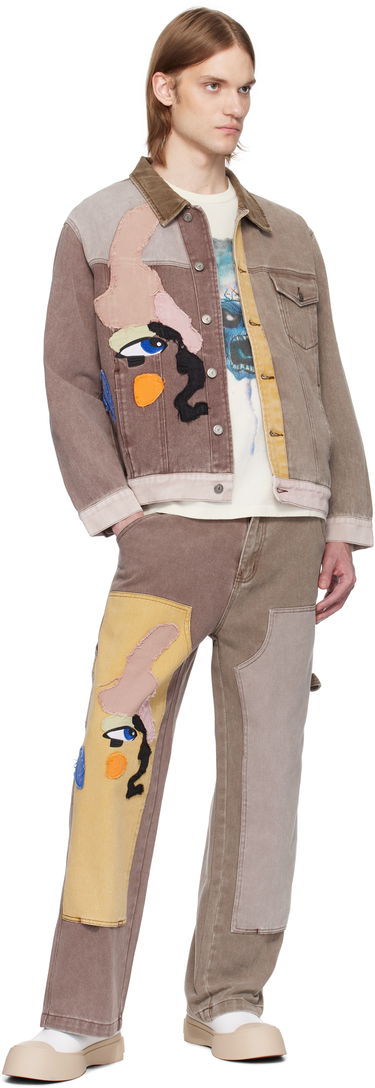Bunda KidSuper KidSuper Patchwork Face Colorblocked Twill Jacket Hnedá | SS25-OW-10, 3
