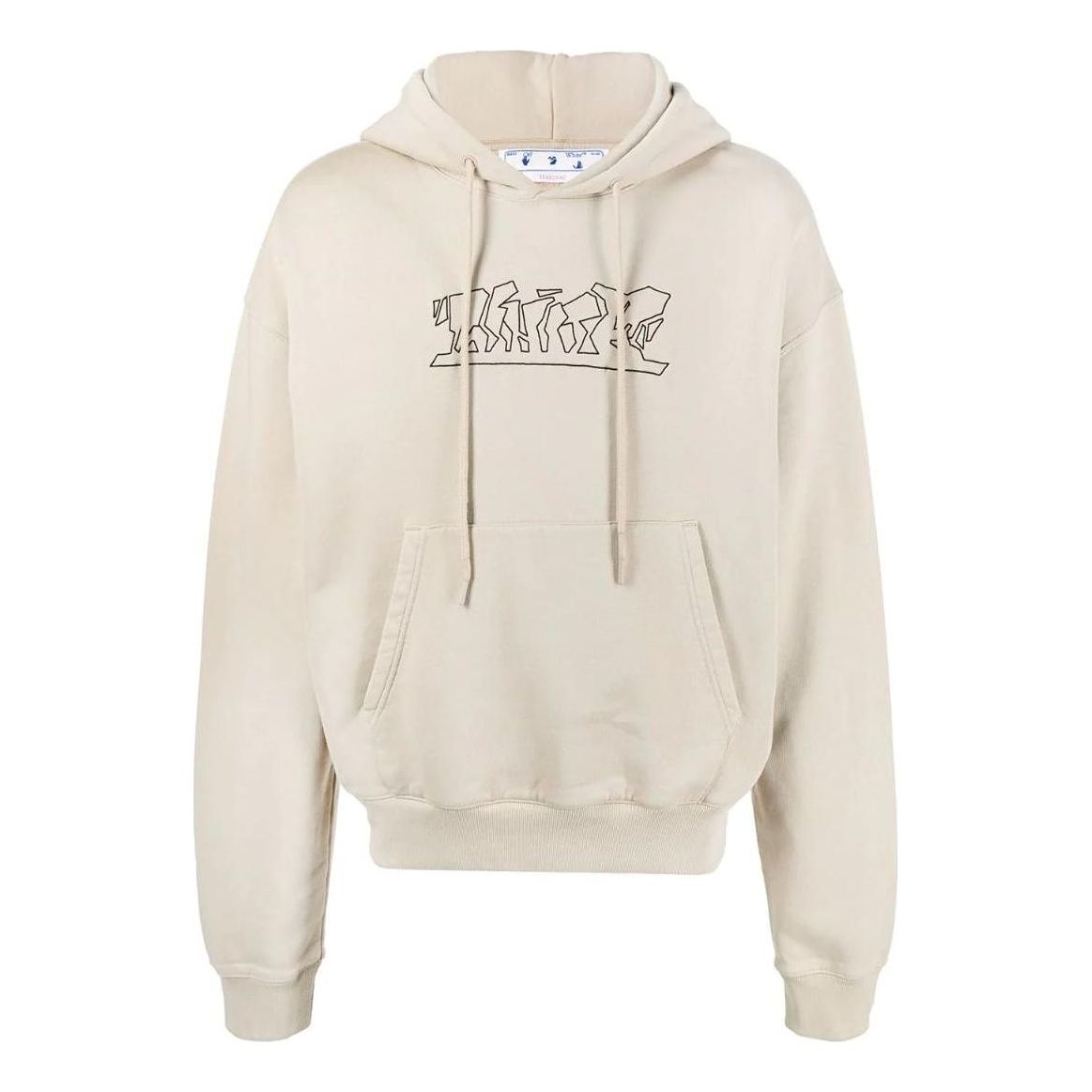 Mikina Off-White Logo-Embroidered Cotton Hoodie Béžová | OMBB037S22FLE0061710, 0