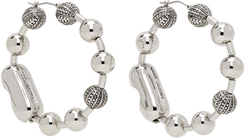 Náušnice Marc Jacobs Marc Jacobs Monogram Ball Chain Hoop Earrings Metalická | 2S4JER001J02, 1