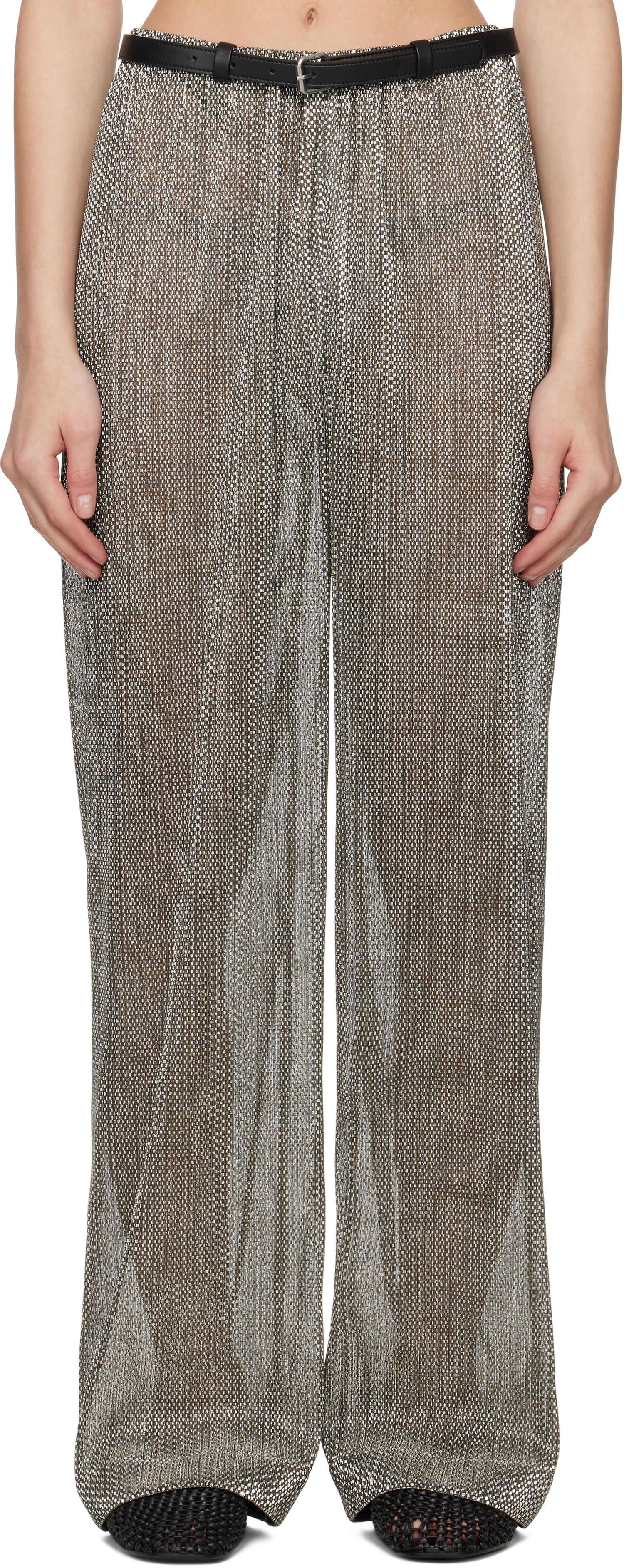 Nohavice Nanushka Nanushka Maglie Metallic Knit Trousers Metalická | NW25SSPA30082, 0