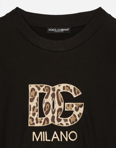 Mikina Dolce & Gabbana Cropped Jersey Sweatshirt With Embroidered Dg Patch - Woman T-shirts And Sweatshirts Black Cotton 3 Čierna | F9R31ZGDBZYN0000, 2