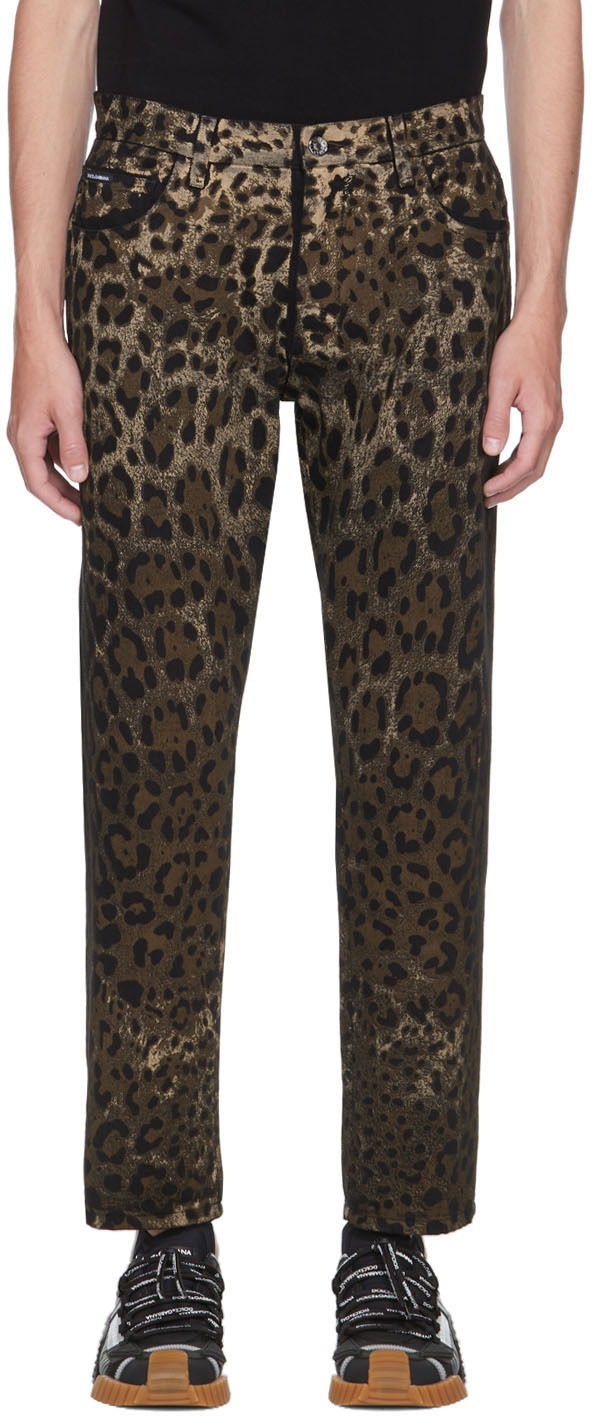 Džínsy Dolce & Gabbana Dolce & Gabbana Leopard Print Jeans Hnedá | GYJDAD G8EI1