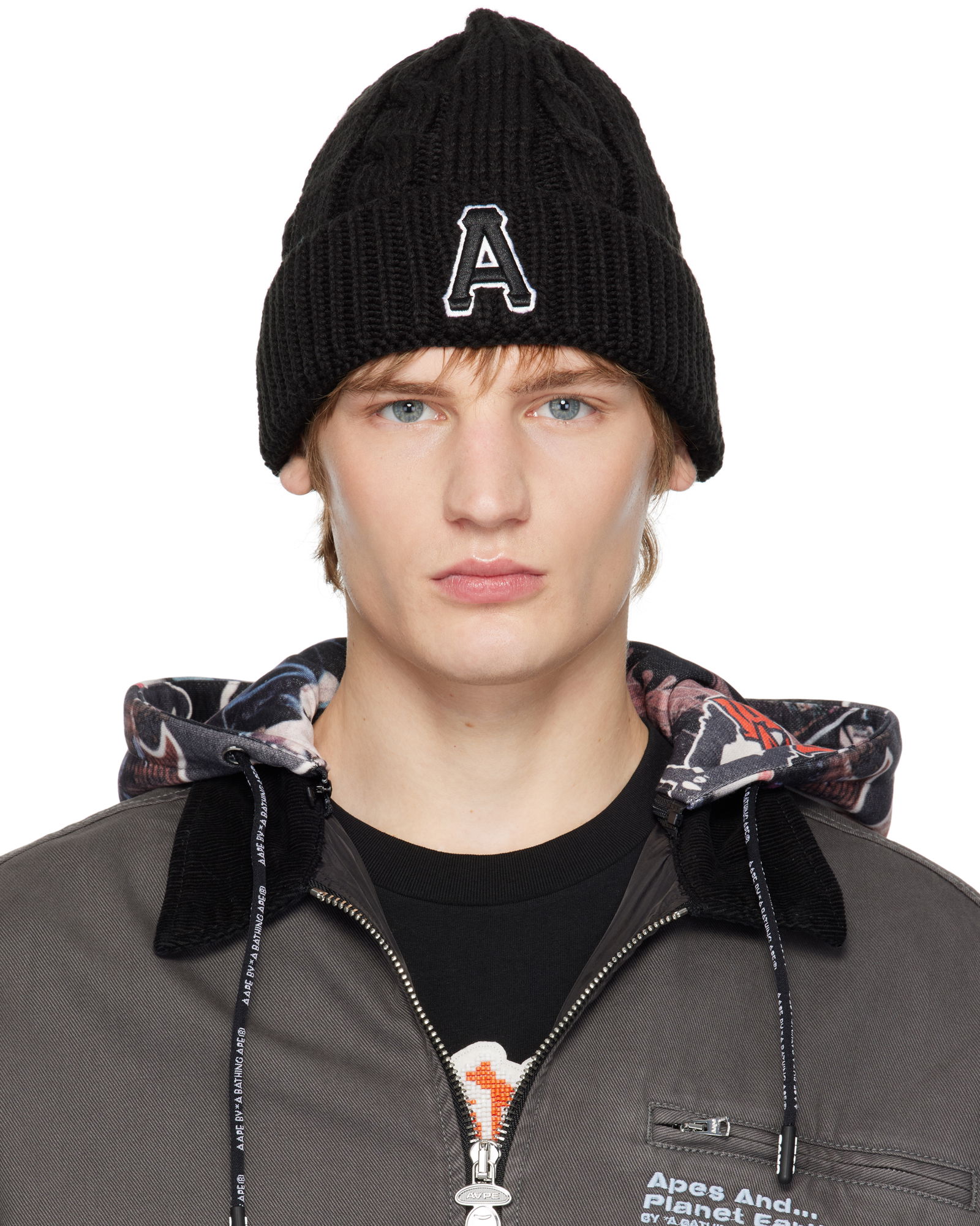 A Bathing Ape Aape Main Knit Beanie with Logo
