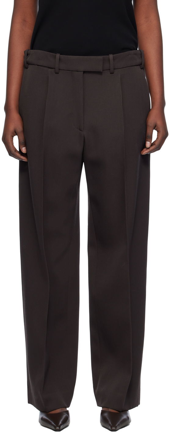 Nohavice The Row Trousers Wide Leg Hnedá | 7715-W2830, 0