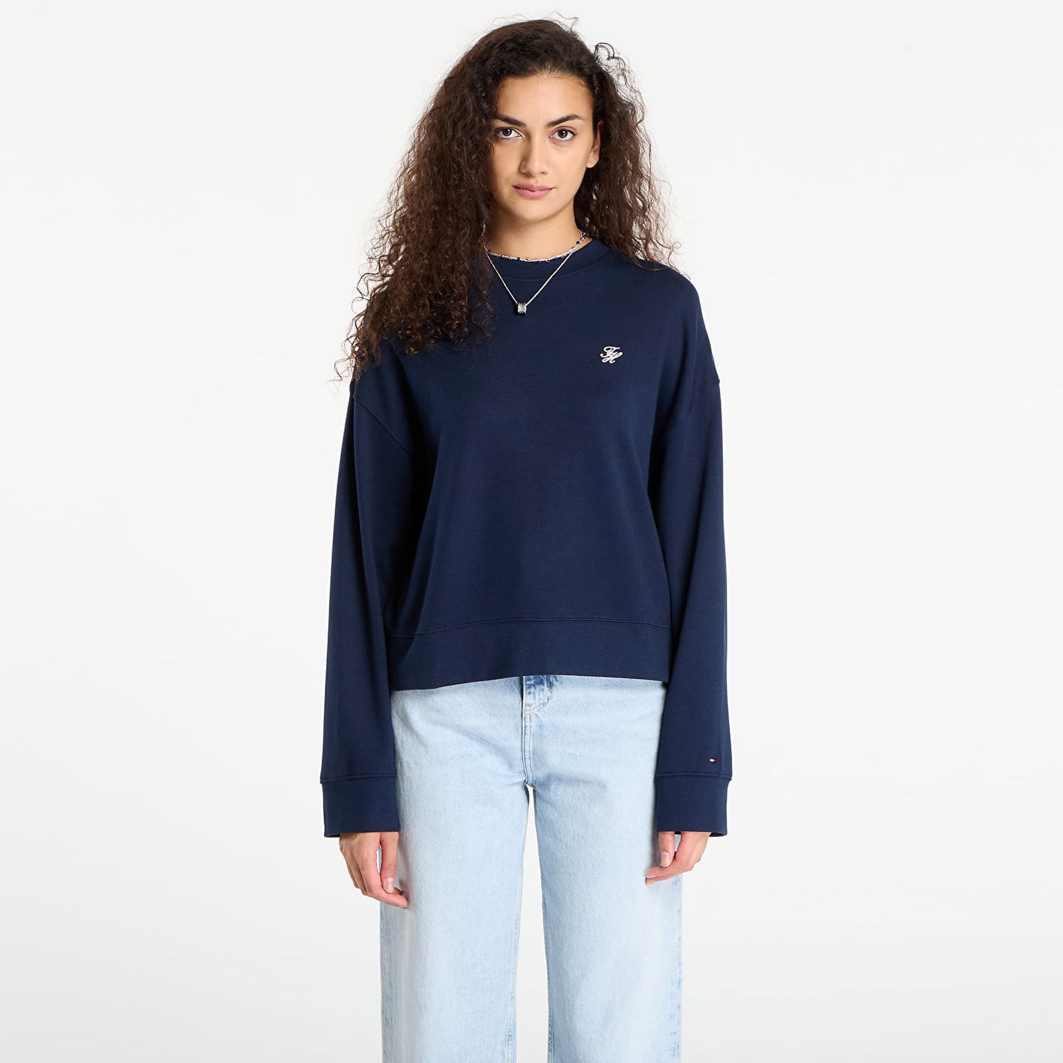 Mikina Tommy Hilfiger Tommy Hilfiger Script Pique Sweatshirt Navy | WW0WW46152 C1G, 0