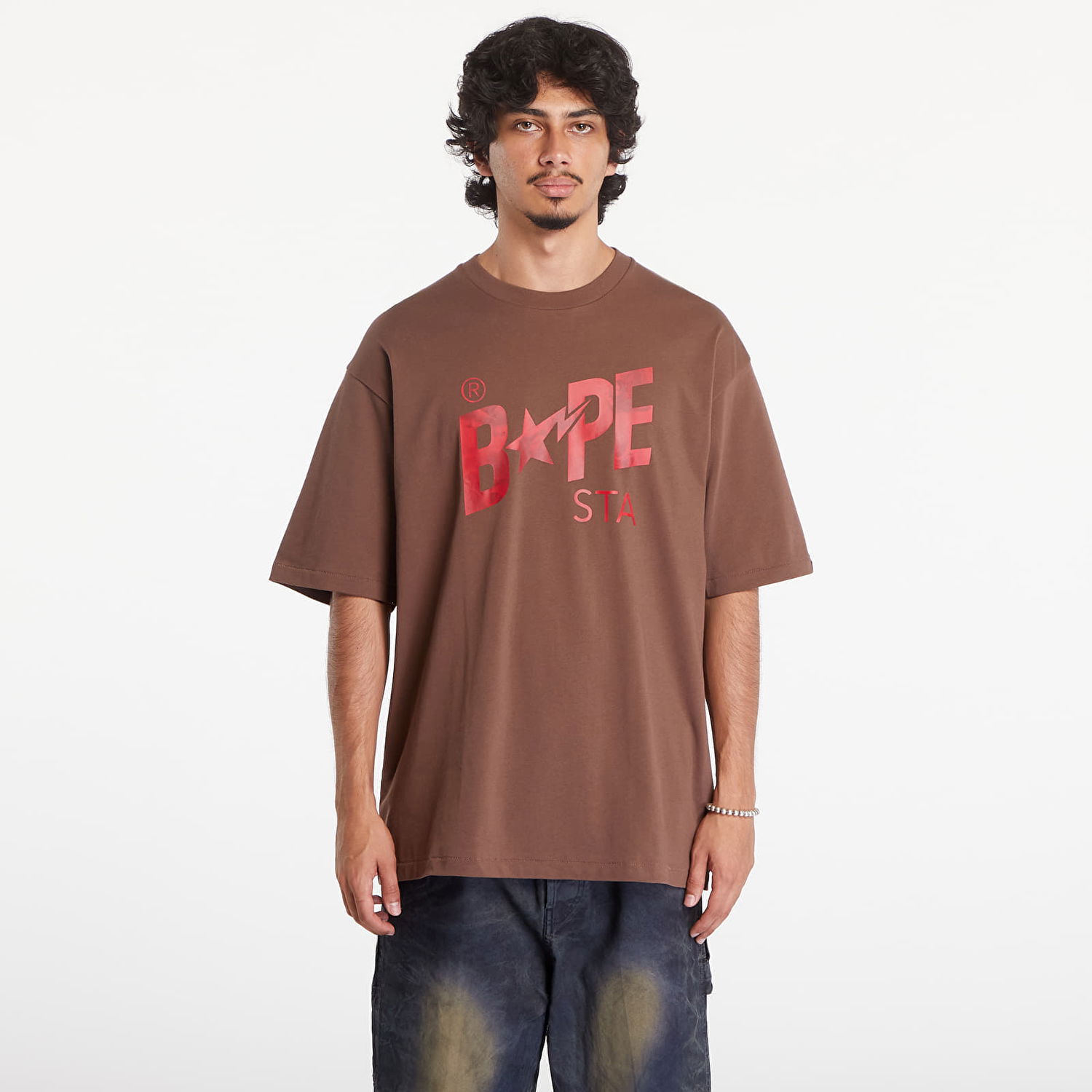 Tričko BAPE A BATHING APE Floral Solid Camo Bape Sta Logo Relaxed Fit Short Sleeve Tee Brown Hnedá | 001TEK801354M BRW, 0