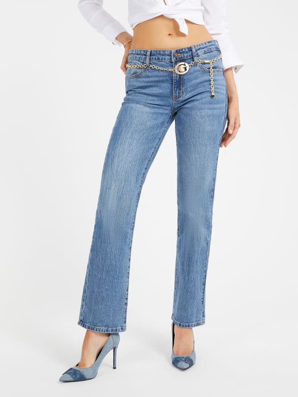 Džínsy GUESS Mid Rise Straight Denim Modrá | W3BA15D55O0, 0