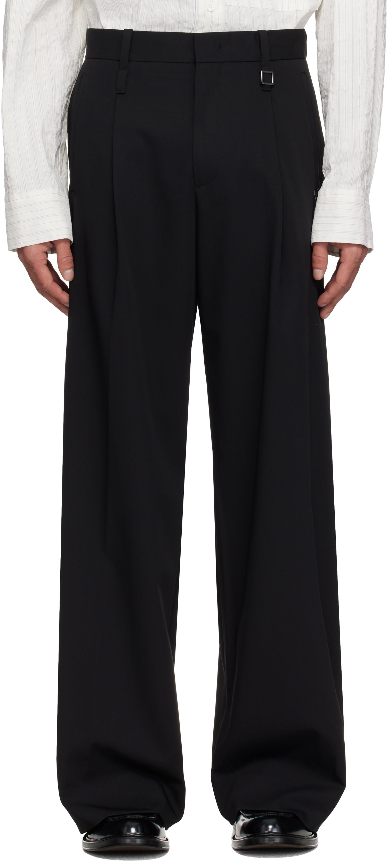 Nohavice WOOYOUNGMI WOOYOUNGMI Wool Wide Leg Trousers Čierna | W251PT03, 0