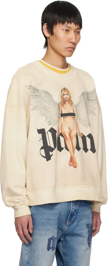 Mikina Palm Angels Palm Angels Pin Up Graphic Sweatshirt Béžová | PMBA080S25FLE0020B10, 1
