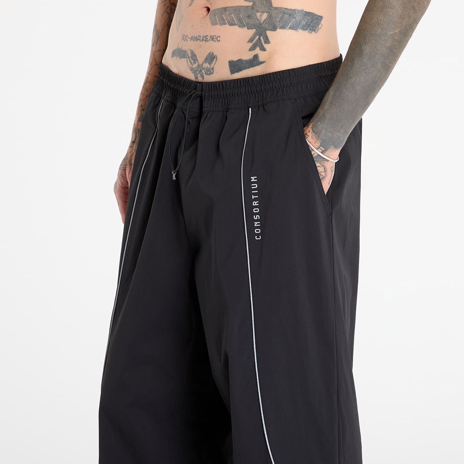 Tepláky adidas Originals Consortium Wide Leg Track Pant with Contrast Piping Čierna | KF0684, 1