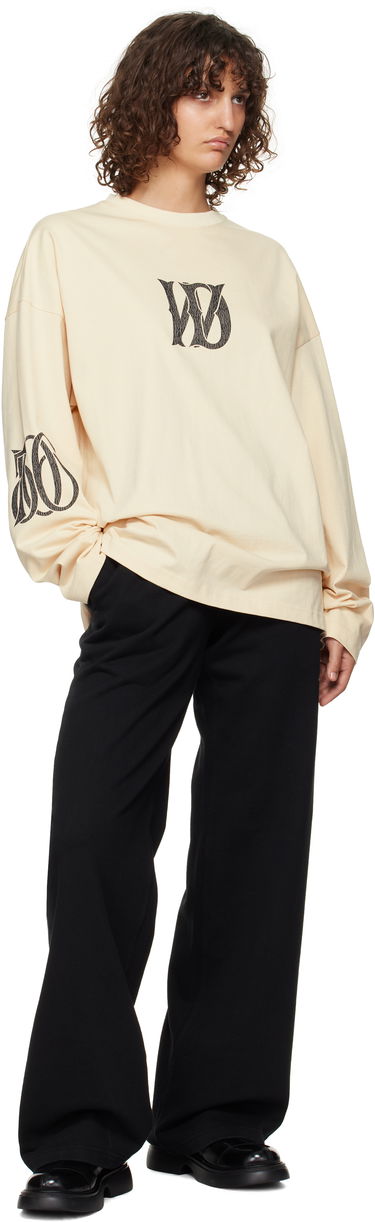 Tričko We11done Letter Logo Print Long-Sleeved T-Shirt Béžová | WD-TT3-24-746-U-BG, 3