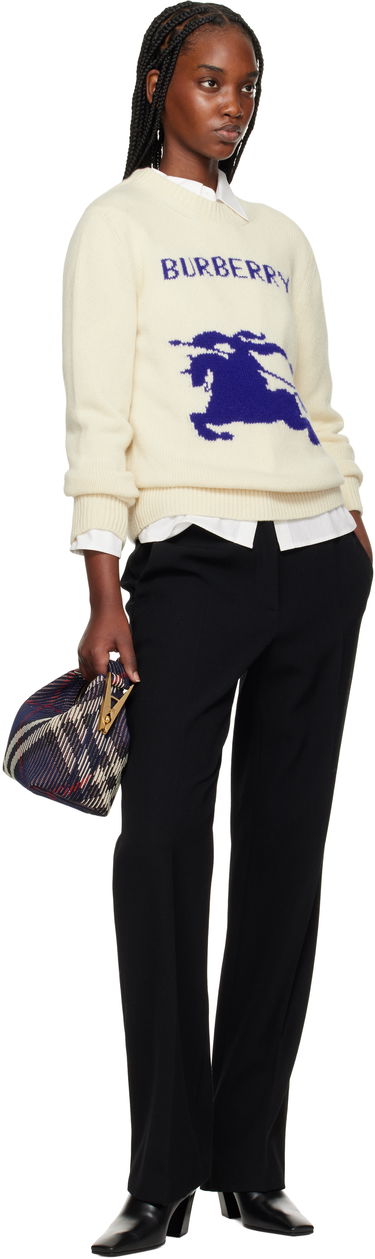 Sveter Burberry Burberry Wool Cashmere Equestrian Knight Design Sweater Biela | 8103045, 3