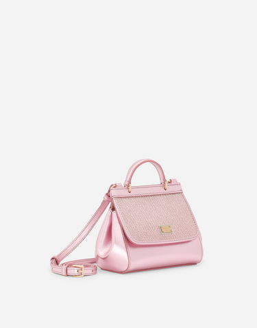 Kabelka Dolce & Gabbana Dolce & Gabbana Sicily Crystal Embellished Calfskin Bag Ružová | EB0003AA7468M305, 1