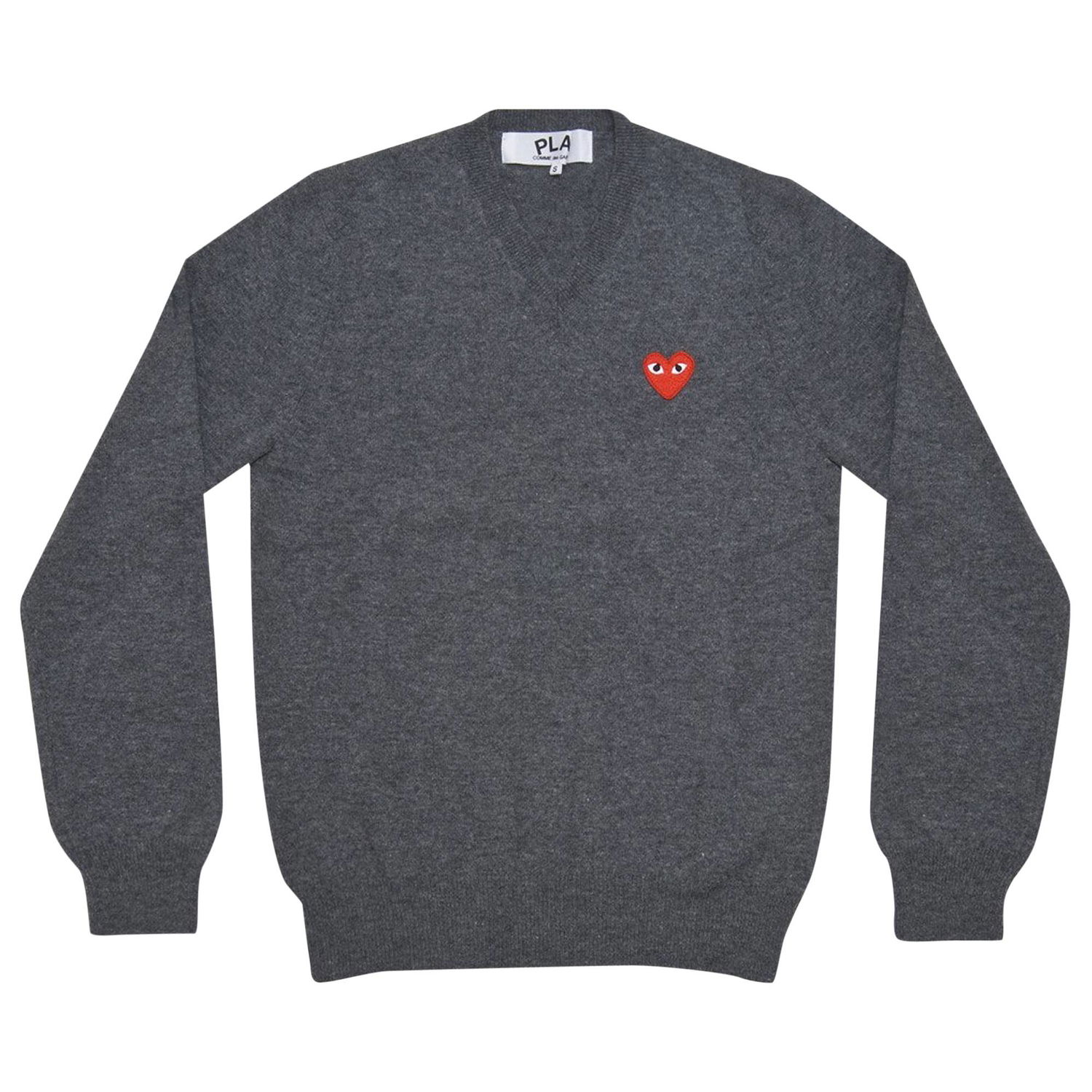Sveter Comme des Garçons PLAY Heart Patch V-Neck Sweater Šedá | AZ N002 051 3, 1