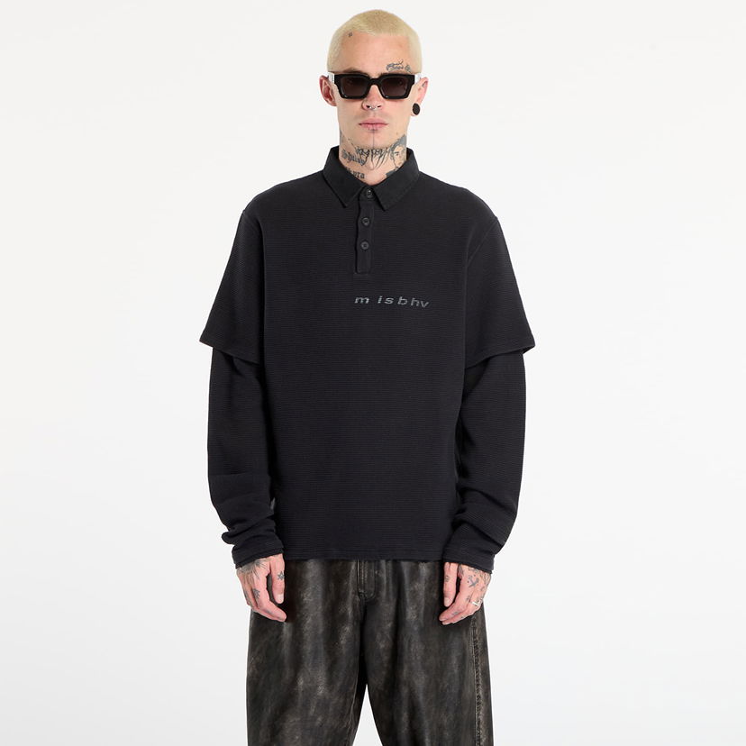 Polo tričko MISBHV Waffle-Knit Layered Polo Longsleeve Čierna | 251M153