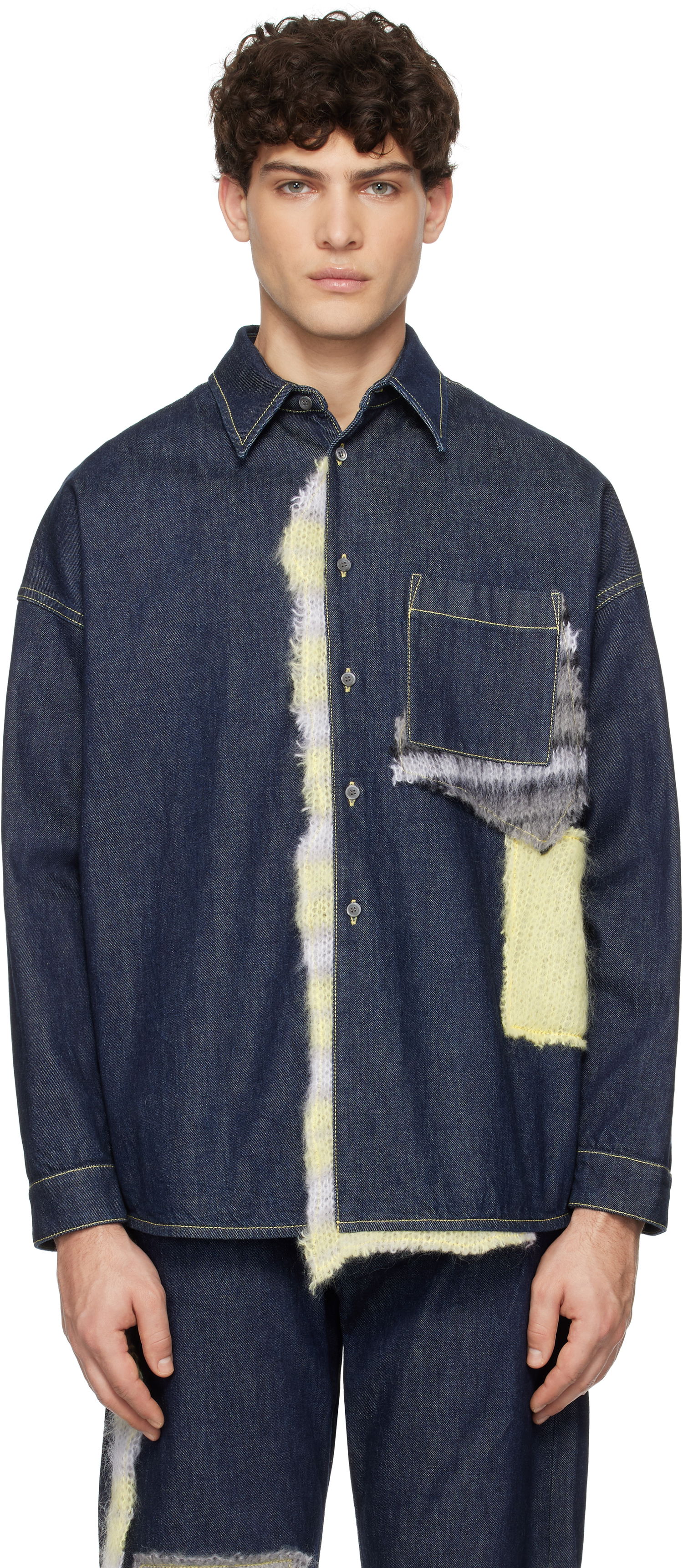 Košeľa Marni Marni Wool Patched Denim Shirt Modrá | CUJU0061LX USCX27, 0