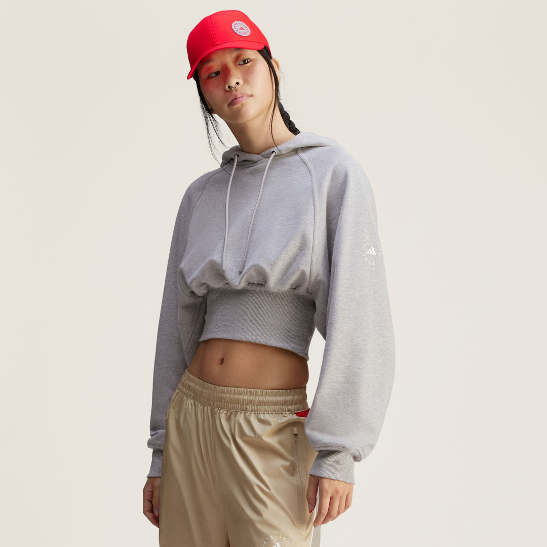 Mikina adidas Performance Stella McCartney x Cropped Hoodie Šedá | JI5148, 0