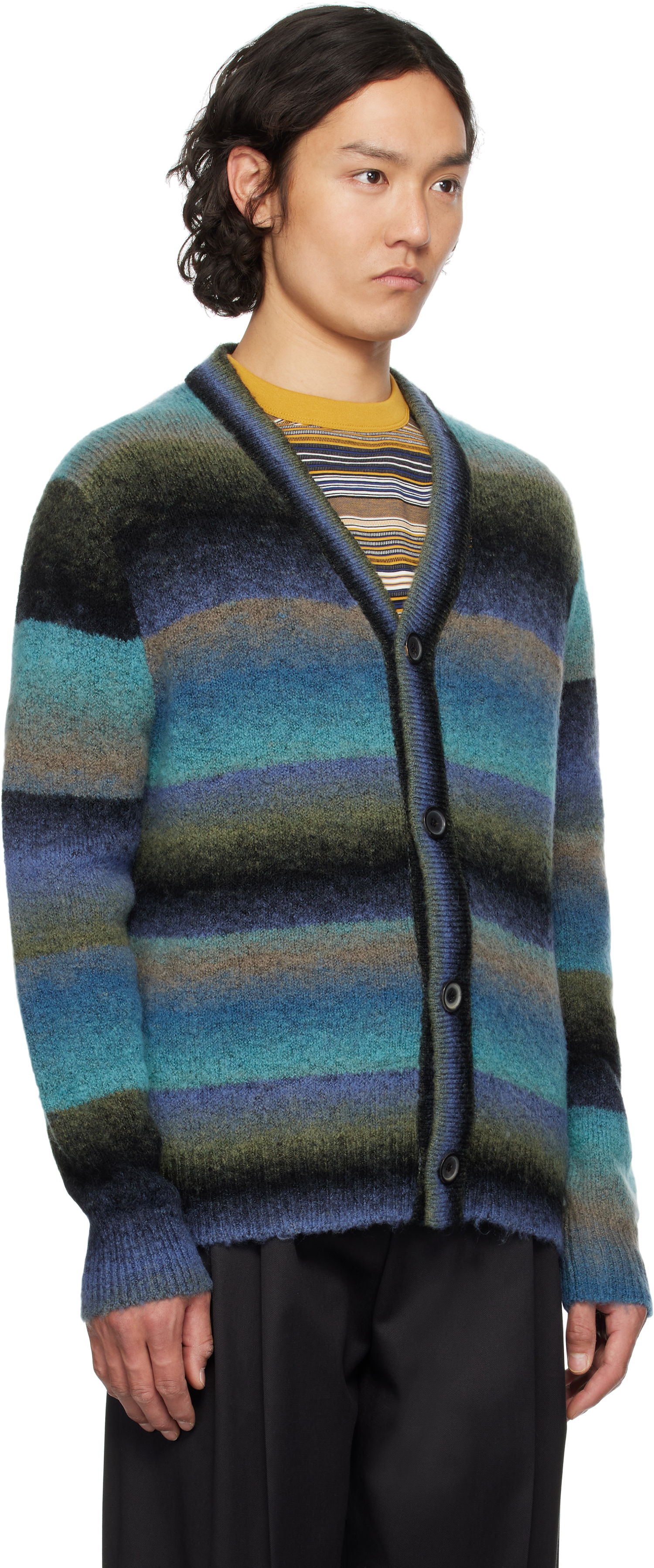 Sveter Paul Smith PS Paul Smith Faded Stripe Merino Wool-Blend Cardigan Rôznofarebný | M2R-306Z-P22299-37, 1