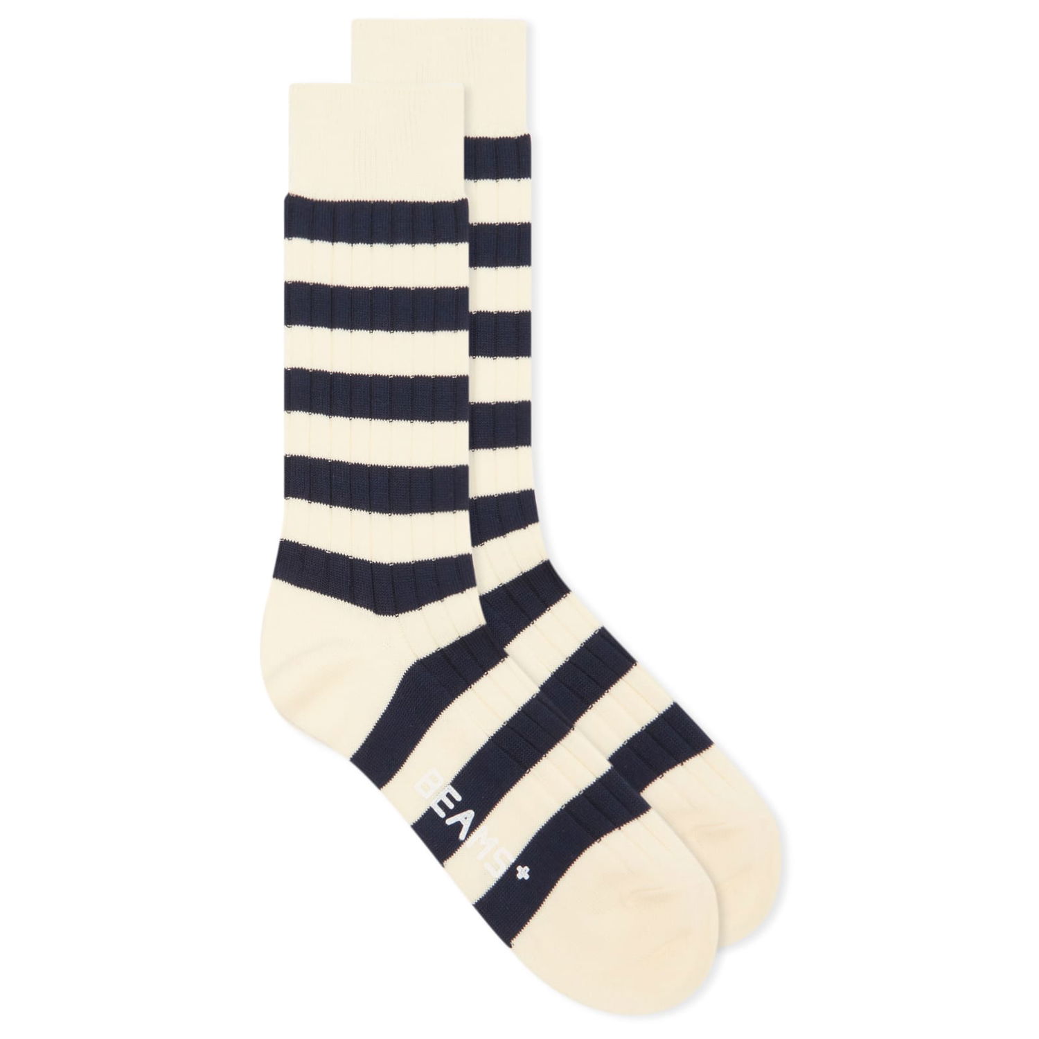 Ponožky BEAMS Beams Plus Rib Stripe Socks Navy | 3843-0012-479-01, 1