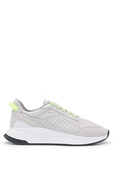 Oblečenie BOSS TTNM EVO Suede, Leather and Mesh Ribbed Sole Trainers Šedá | 50522908, 1