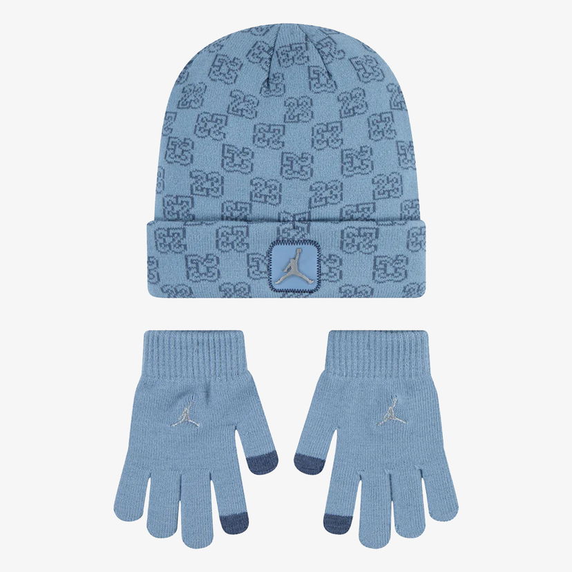 Rukavice Jordan Jordan Monogram Beanie and Gloves Set Modrá | 9A0970-M0S