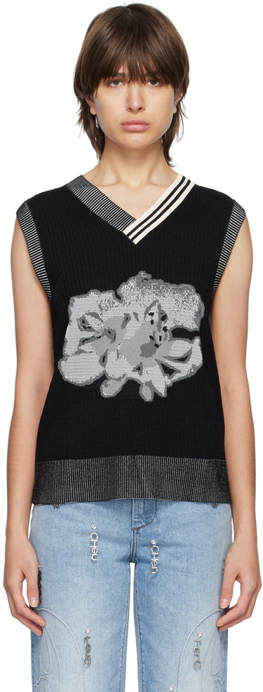 Sveter Feng Chen Wang Feng Chen Wang Floral Sleeveless Vest Čierna | FUS15KT07, 0