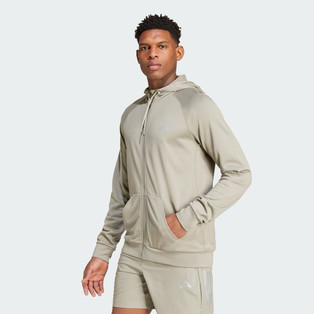 Mikina adidas Performance Training 3-Stripes Full-Zip Hoodie Zelené | IW8395, 0